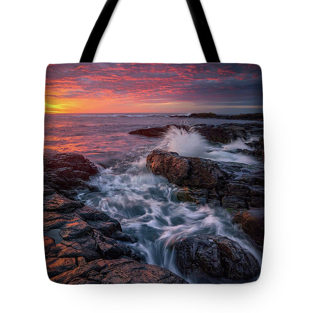 Maine Tote Bag featuring the photograph Spring Sunrise at Marginal Way by Kristen Wilkinson
