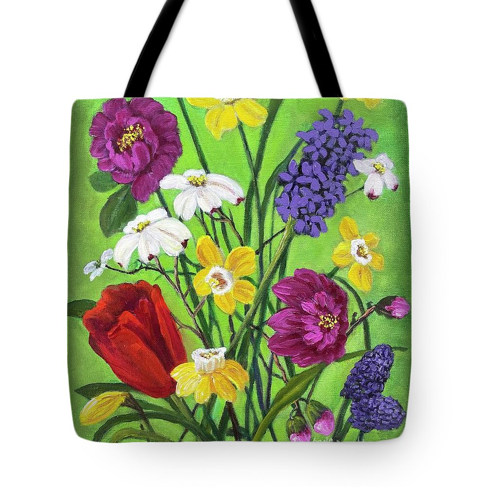 Spring Tote Bag featuring the painting Spring Symphony by Rand Burns