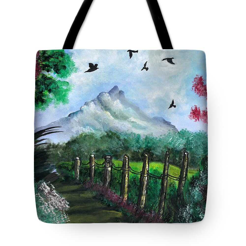 Spring Tote Bag featuring the painting Springtime splendor by Tara Krishna