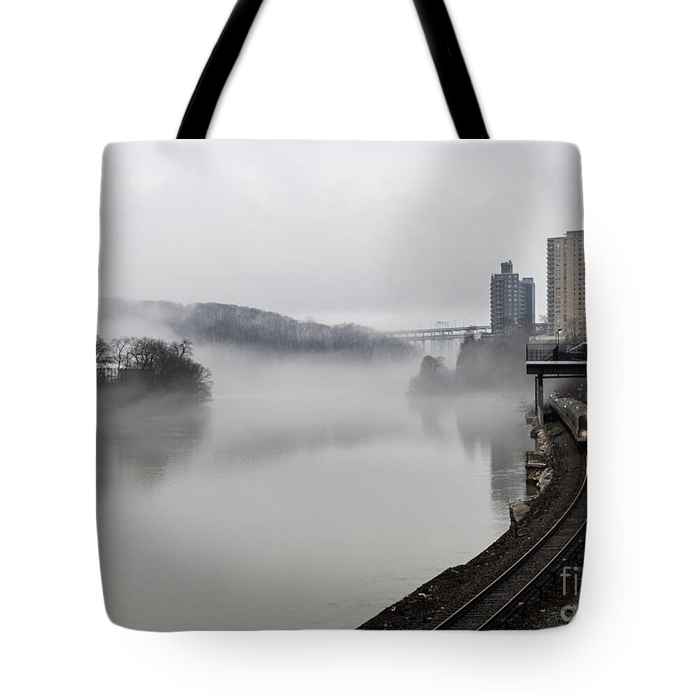 Inwood Tote Bag featuring the photograph Spuyten Duyvil with Fog by Cole Thompson