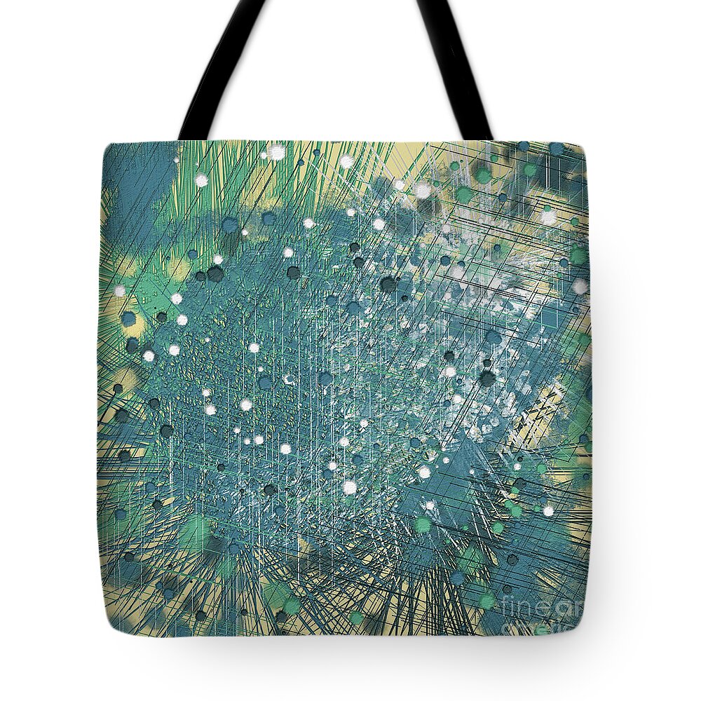 Blue Tote Bag featuring the digital art Square Improvisation 950 by Bentley Davis