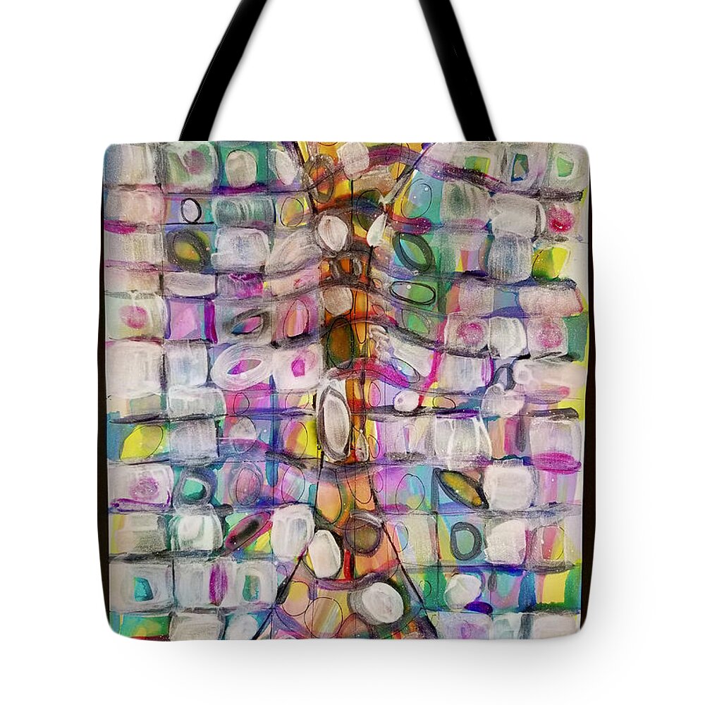 Circles Tote Bag featuring the painting Squeeze Grid by Catherine Gruetzke-Blais