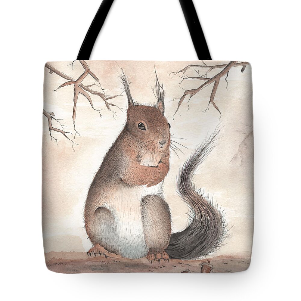 Squirrel Tote Bag featuring the painting Squirrel by Bob Labno