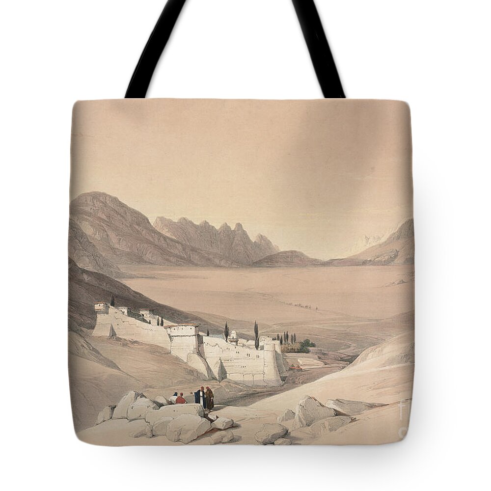 Convent Tote Bag featuring the painting St. Catherine, Mount Sinai 1839 q1 by Historic illustrations