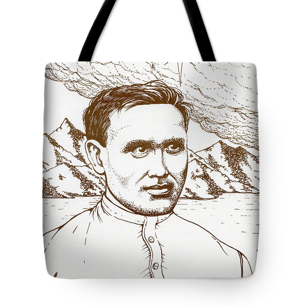 St Damien Of Molokai Tote Bag featuring the painting St Damien of Molokai by William Hart McNichols