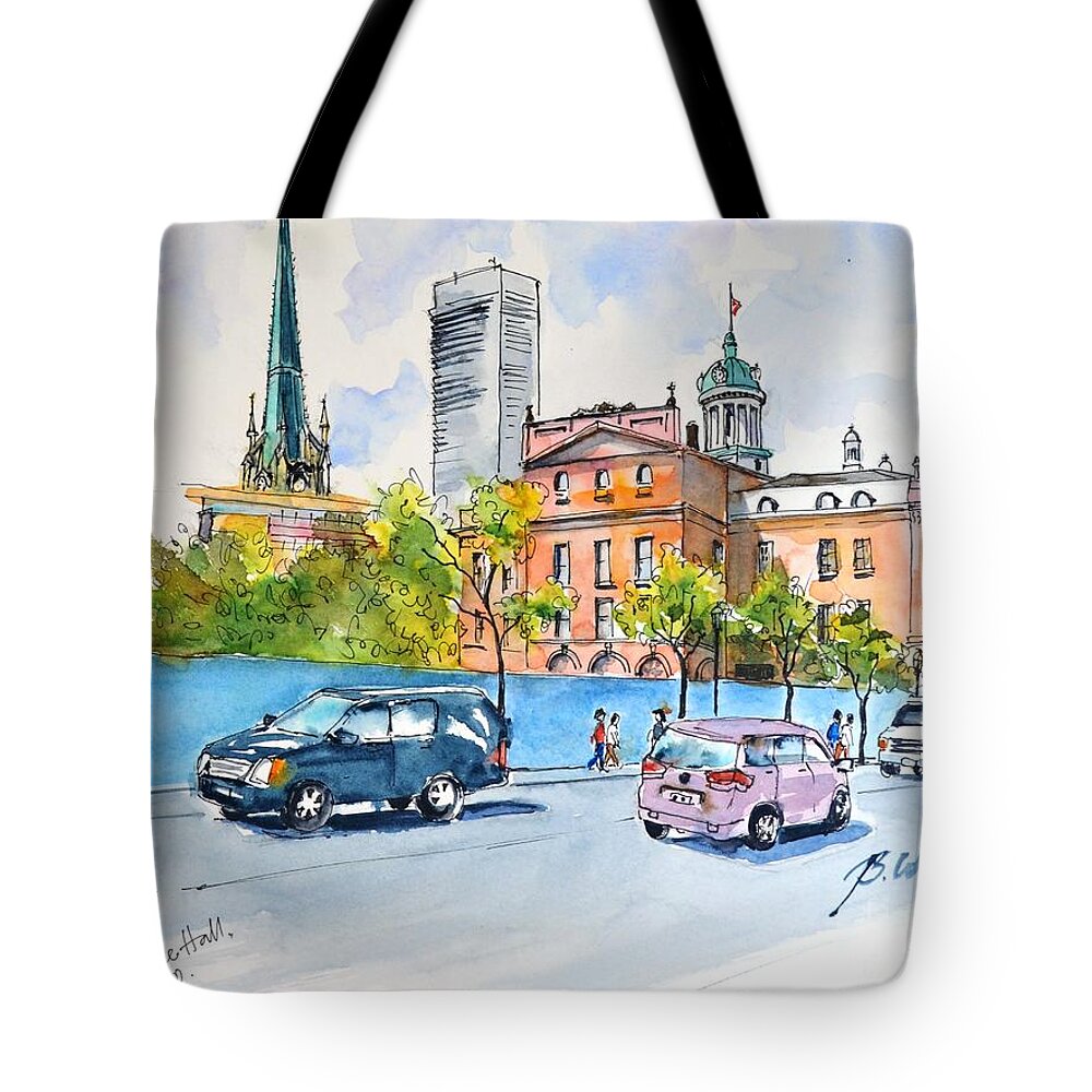 Buildings Tote Bag featuring the painting St Lawrence Hall, Toronto by Betty M M Wong
