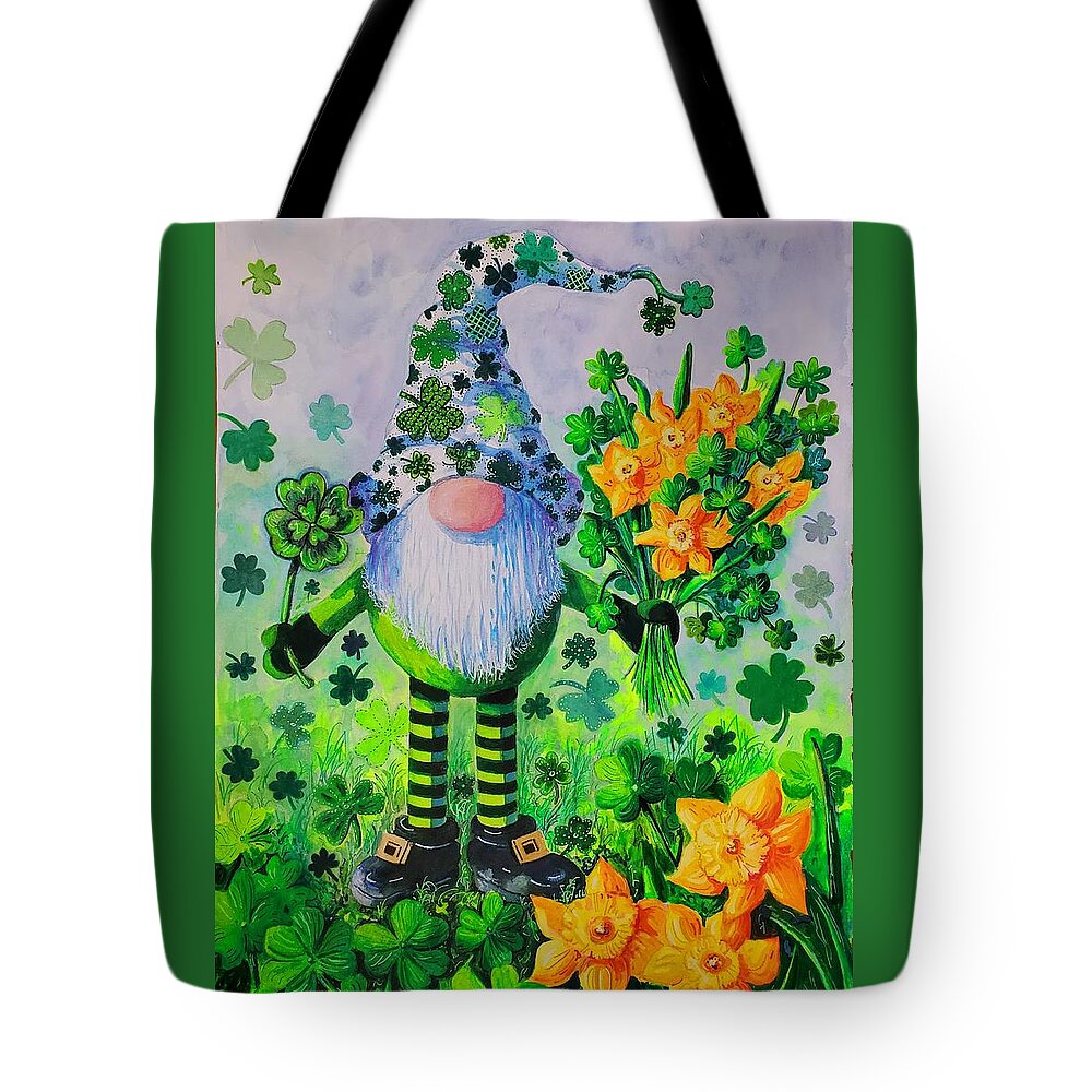 St. Patrick's Day Tote Bag featuring the painting St. Patrick's Day Gnome by Diane Phalen