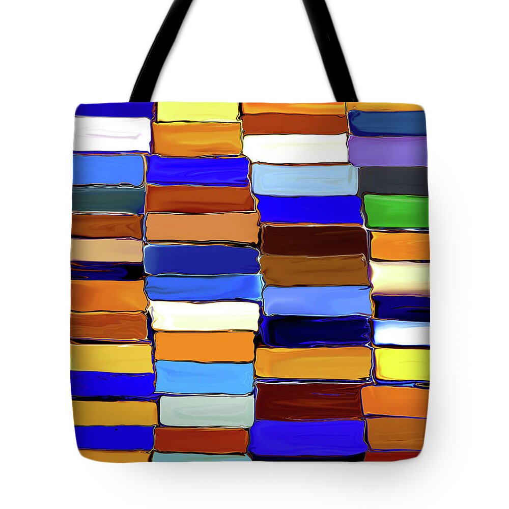Colors Tote Bag featuring the digital art Stacks of Color by Loxi Sibley