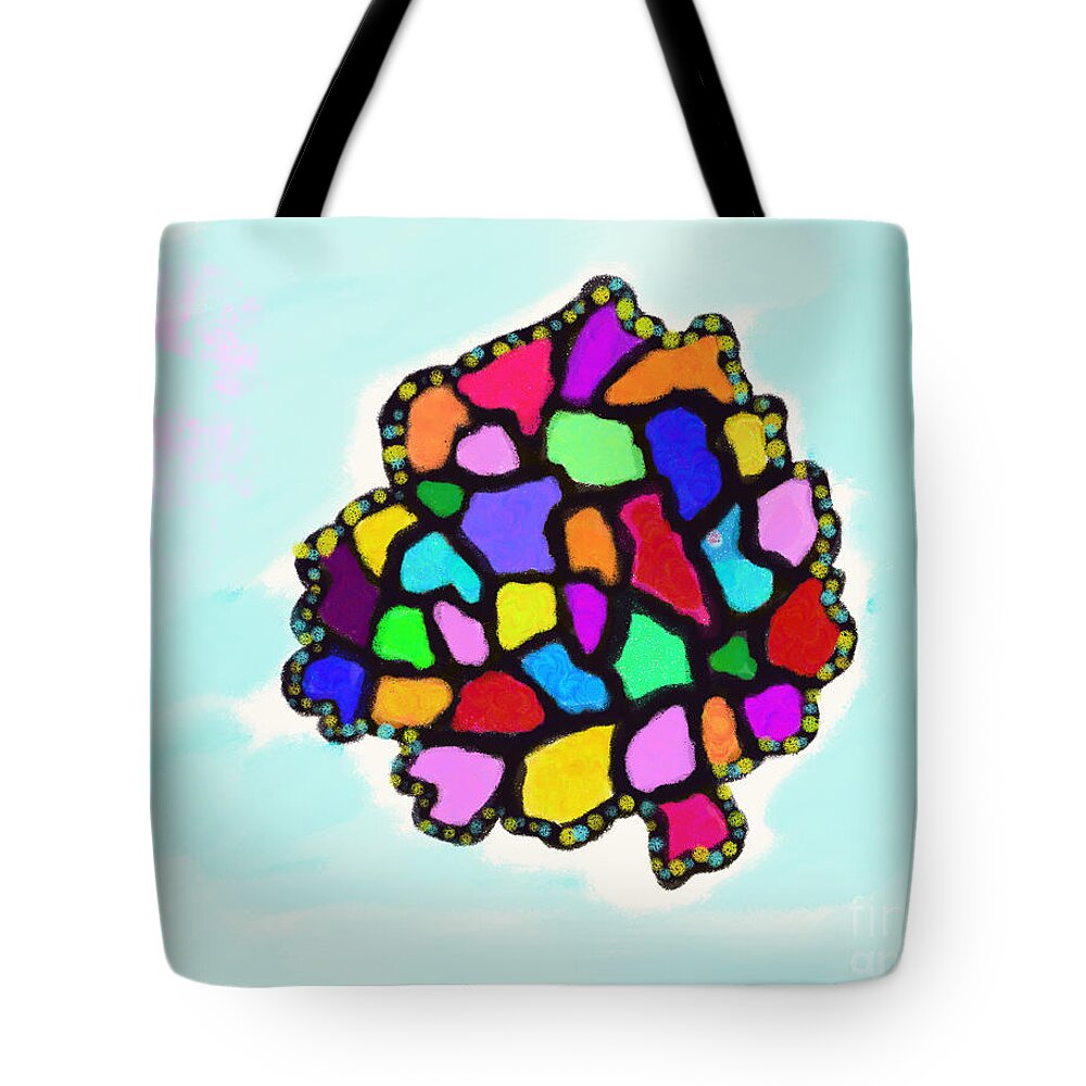 Primitive Impressionistic Expressionism Tote Bag featuring the digital art Stained-glass Pomegranate by Zotshee Zotshee