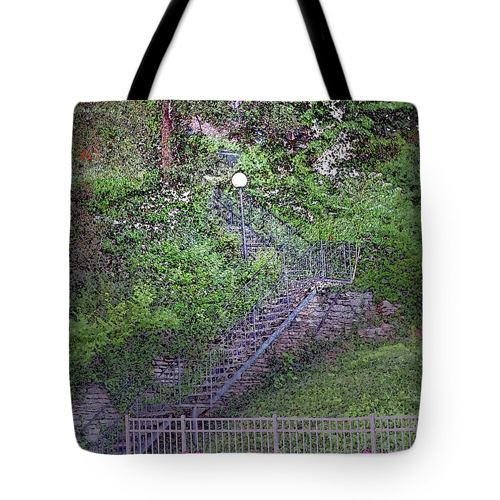 Mt Adams Tote Bag featuring the photograph Stairs up Celestial Street by Bentley Davis