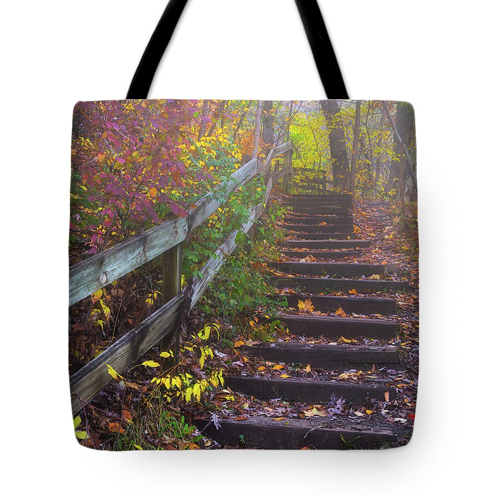 Stairway Tote Bag featuring the photograph Stairway to Autumn by Darren White