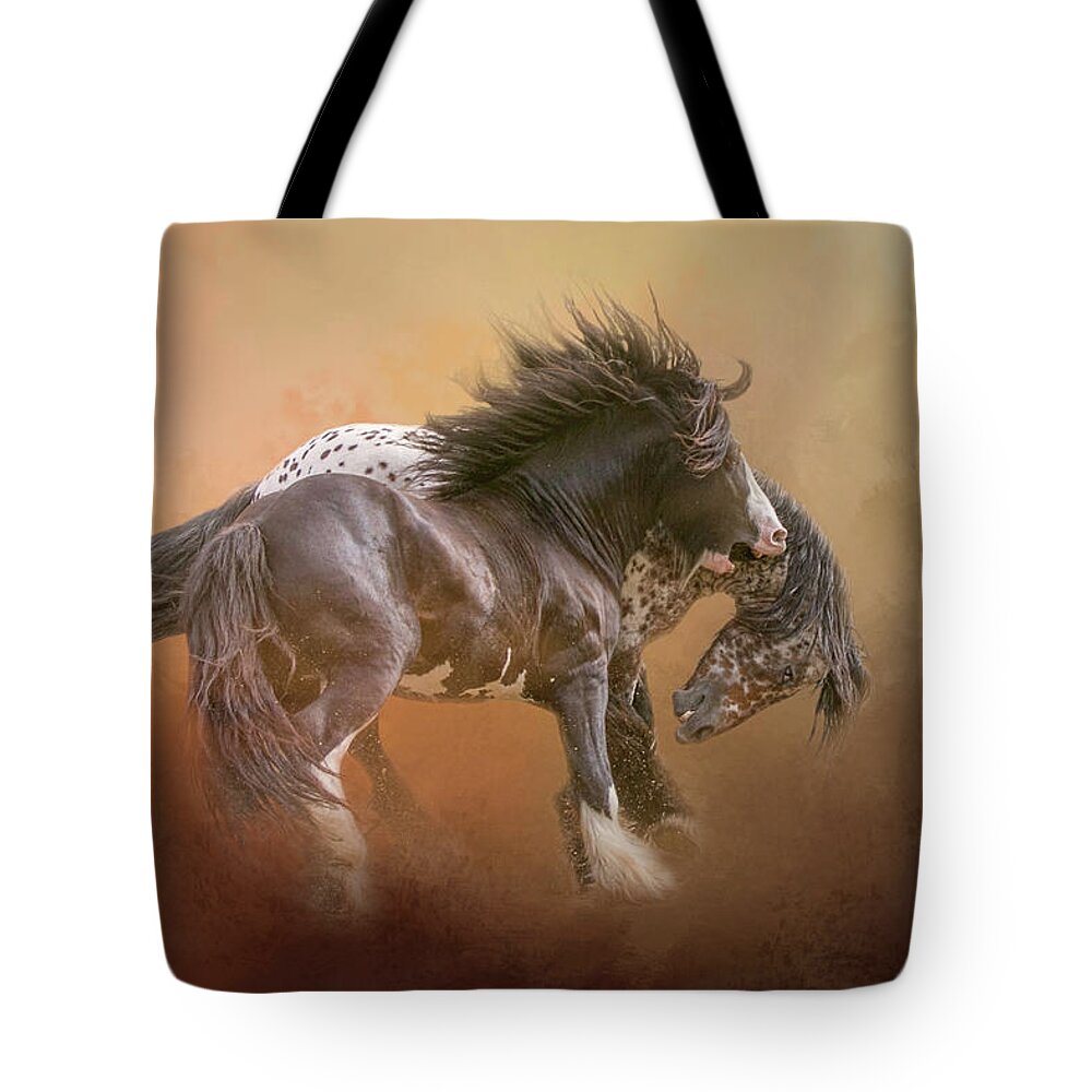 Stallion Tote Bag featuring the digital art Stallion Play by Nicole Wilde