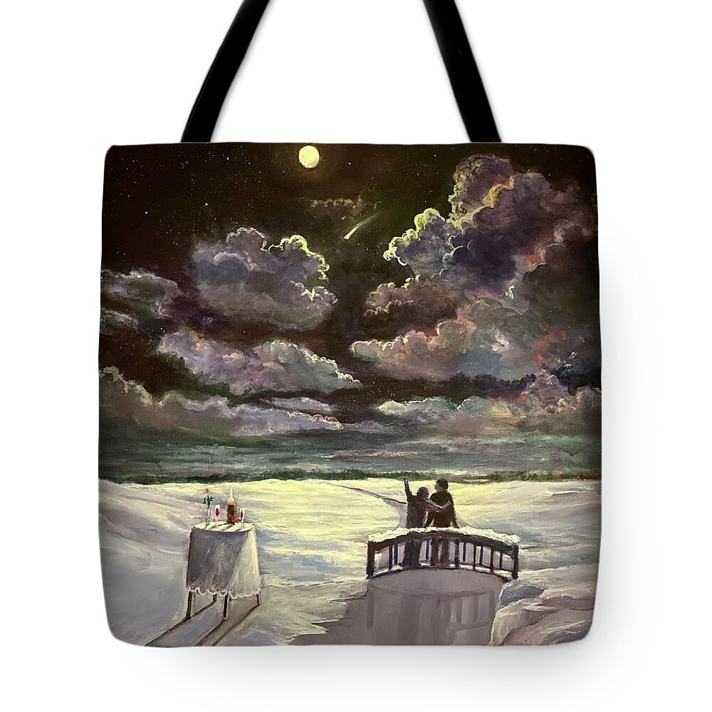 Star Tote Bag featuring the painting Star Shower Memories by Rand Burns