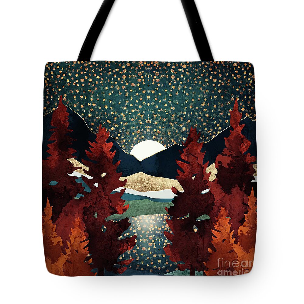 Stars Tote Bag featuring the digital art Star Sky Reflection by Spacefrog Designs