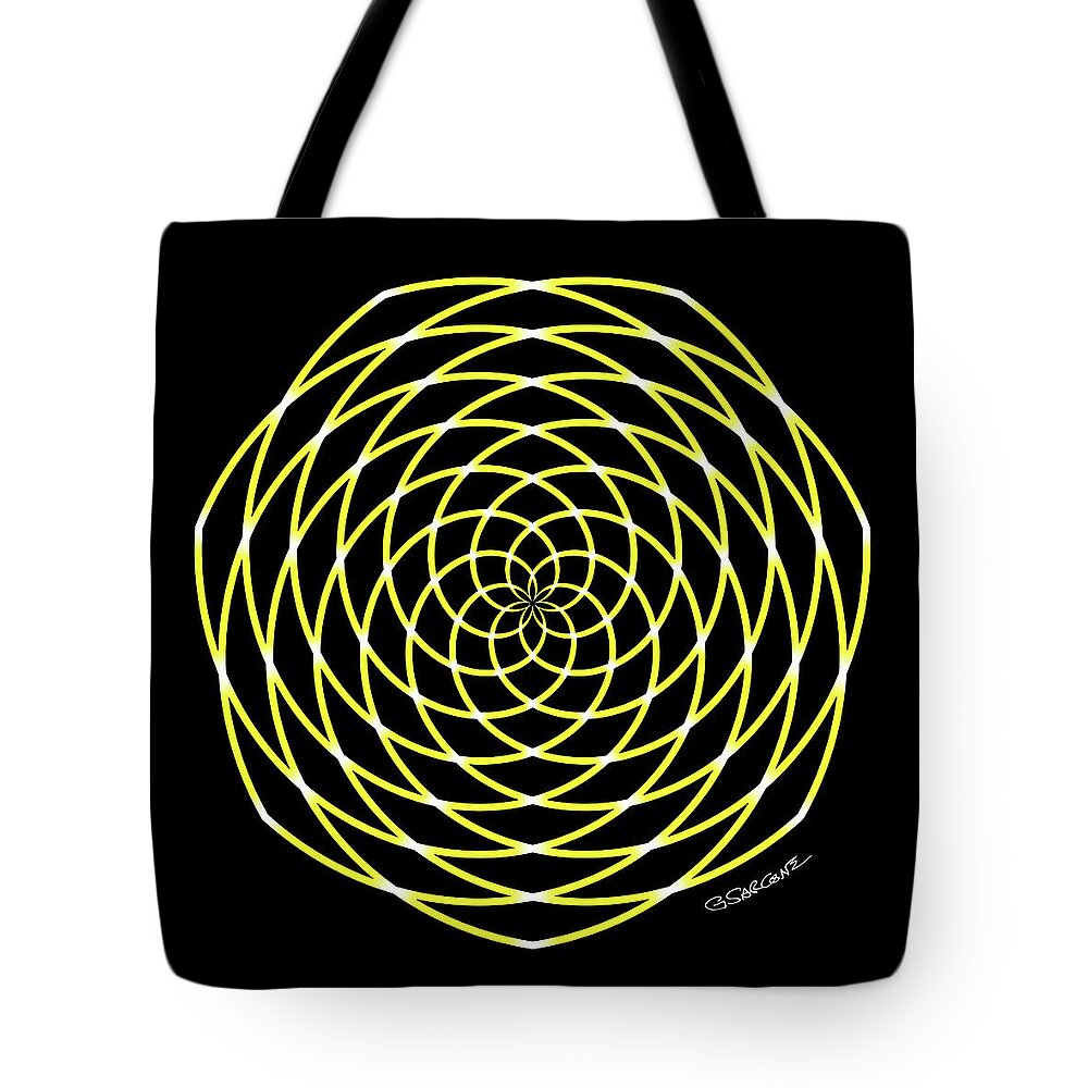 Op Art Tote Bag featuring the mixed media Starburst 3 by Gianni Sarcone
