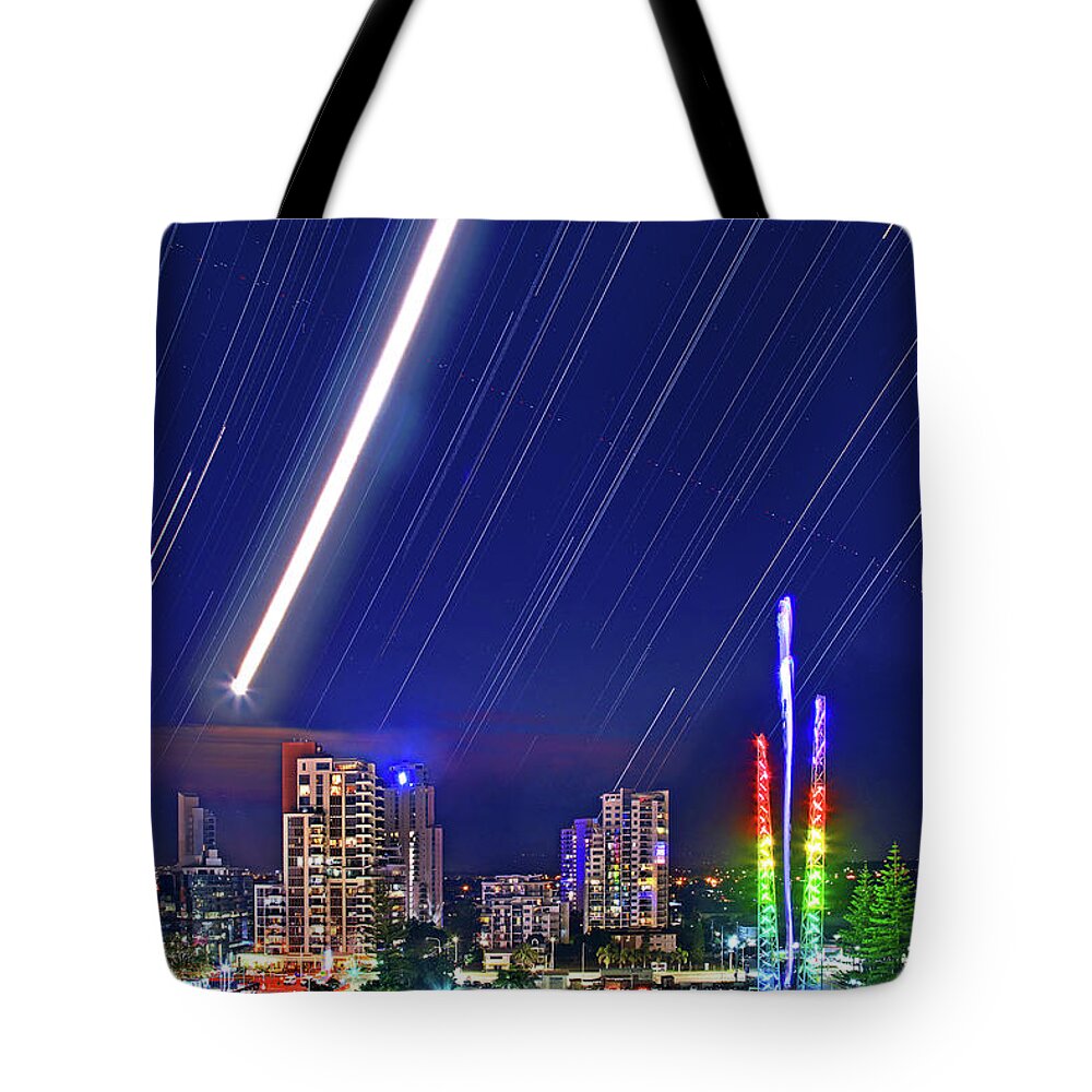 Startrails Tote Bag featuring the photograph Starlight Express by Az Jackson