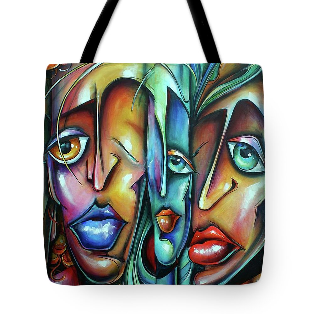 Urban Expressions Tote Bag featuring the painting State of Unity by Michael Lang