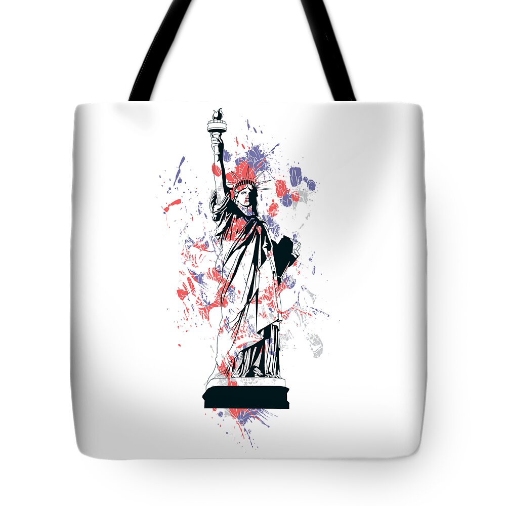 Military Tote Bag featuring the digital art Statue of Liberty by Jacob Zelazny