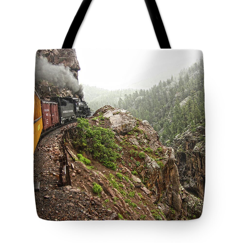 Landscape Tote Bag featuring the photograph Steam Engine Train by WonderlustPictures By Tommaso Boddi