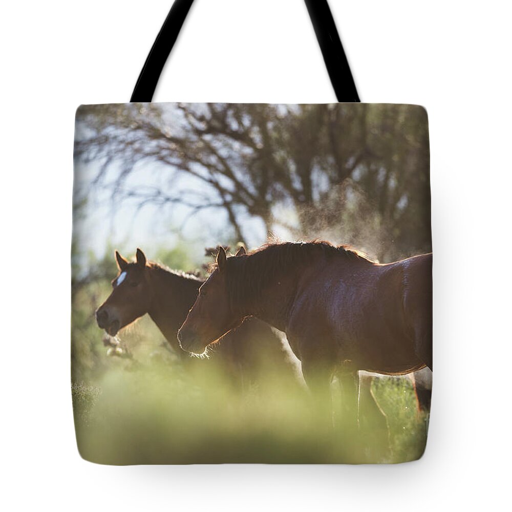 Stallion Tote Bag featuring the photograph Steaming by Shannon Hastings