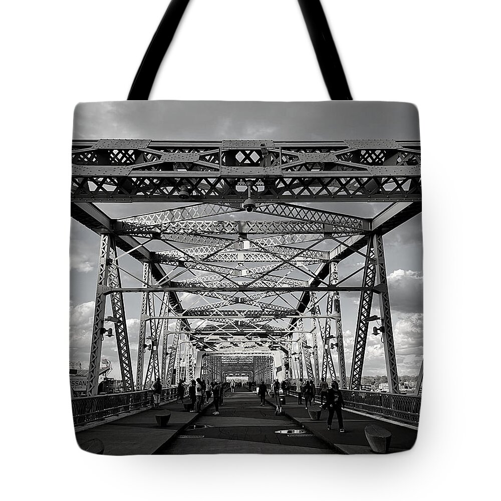 Line Tote Bag featuring the photograph Steel Lines BW by Lee Darnell