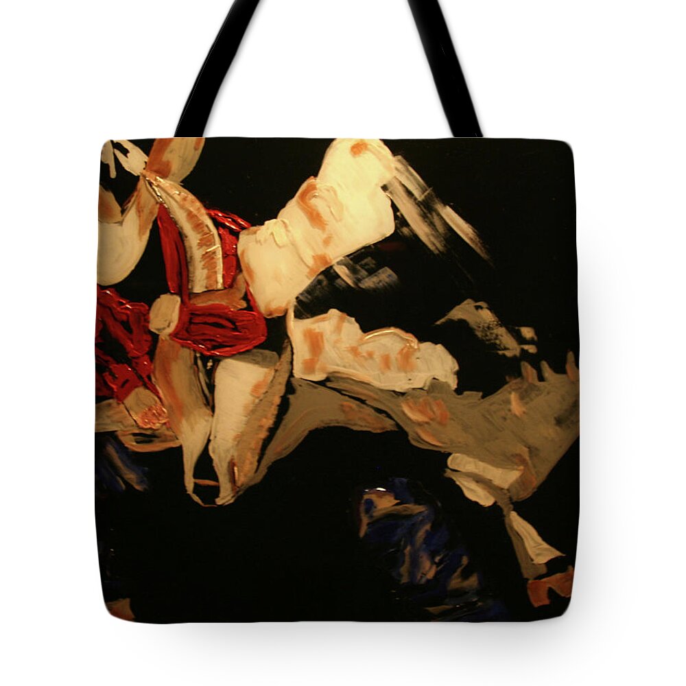 Cowboy Tote Bag featuring the painting Steer Wrestler by Marilyn Quigley