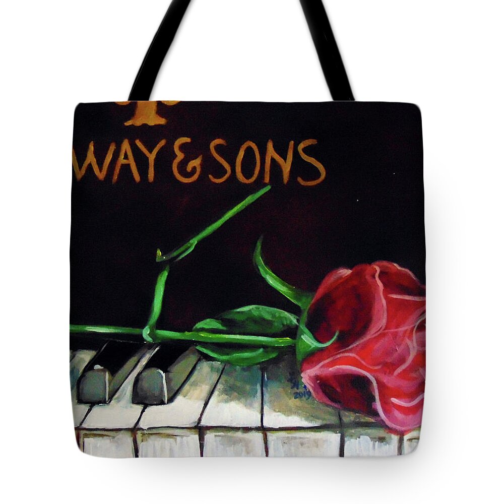 Rose Tote Bag featuring the painting Steinway-Rose by Loretta Nash