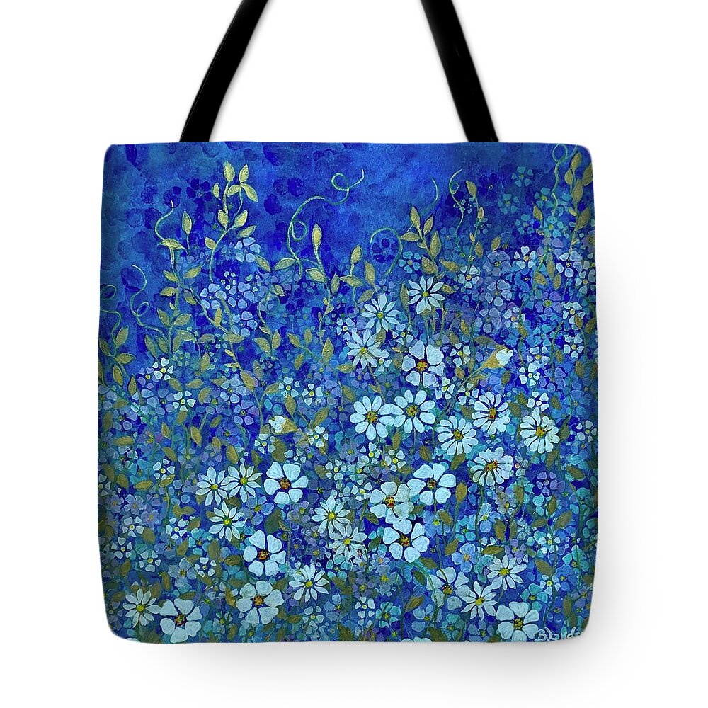 Stencil Tote Bag featuring the painting Stencil Me Blue by Barbara Landry