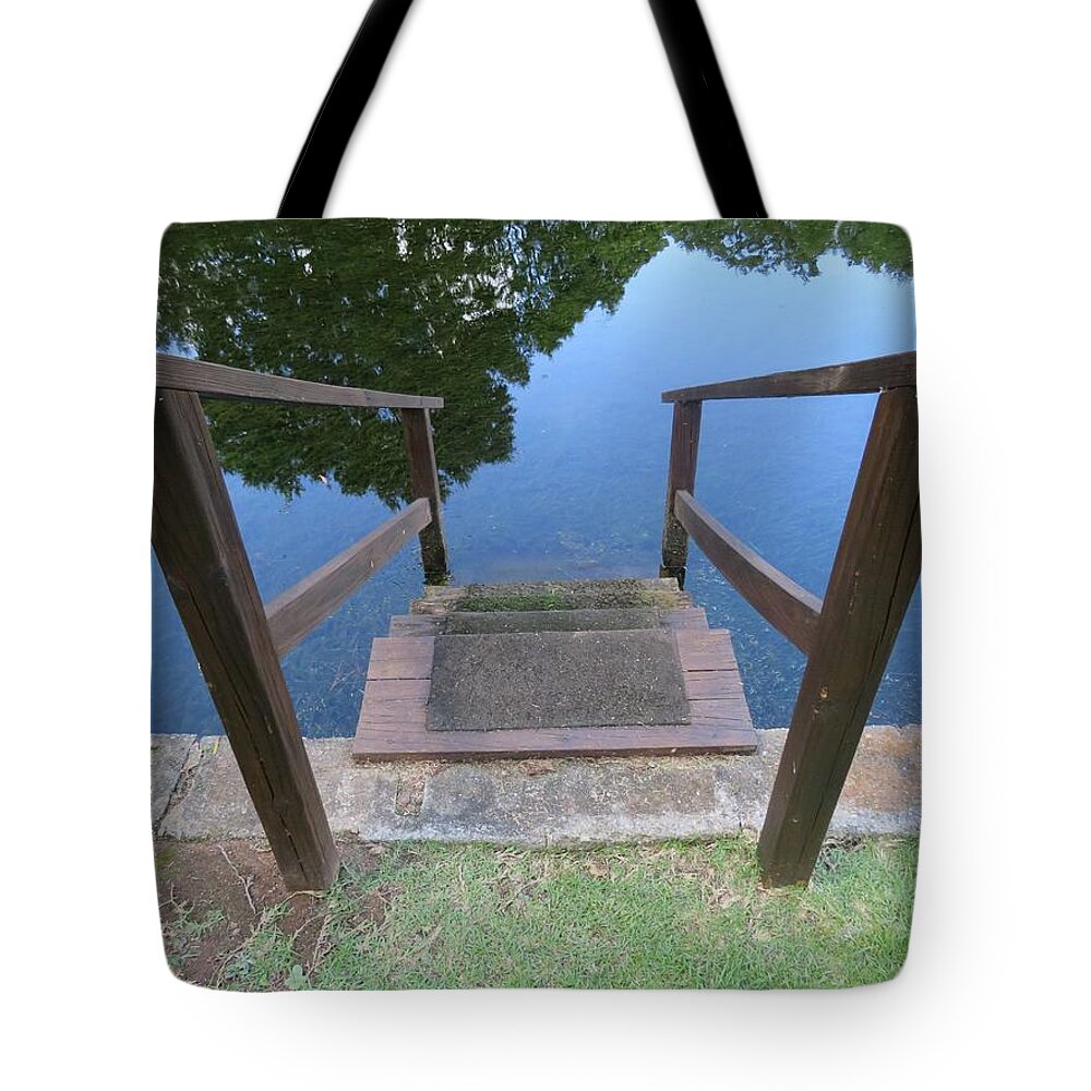 Lake Tote Bag featuring the photograph Stepping Into The Looking Glass by Ed Williams