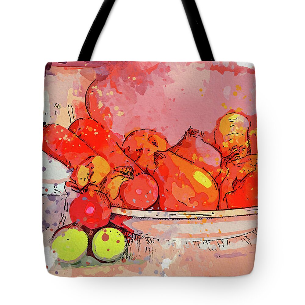 Still Life Tote Bag featuring the painting Still life No 225, ca 2021 by Ahmet Asar, Asar Studios by Celestial Images