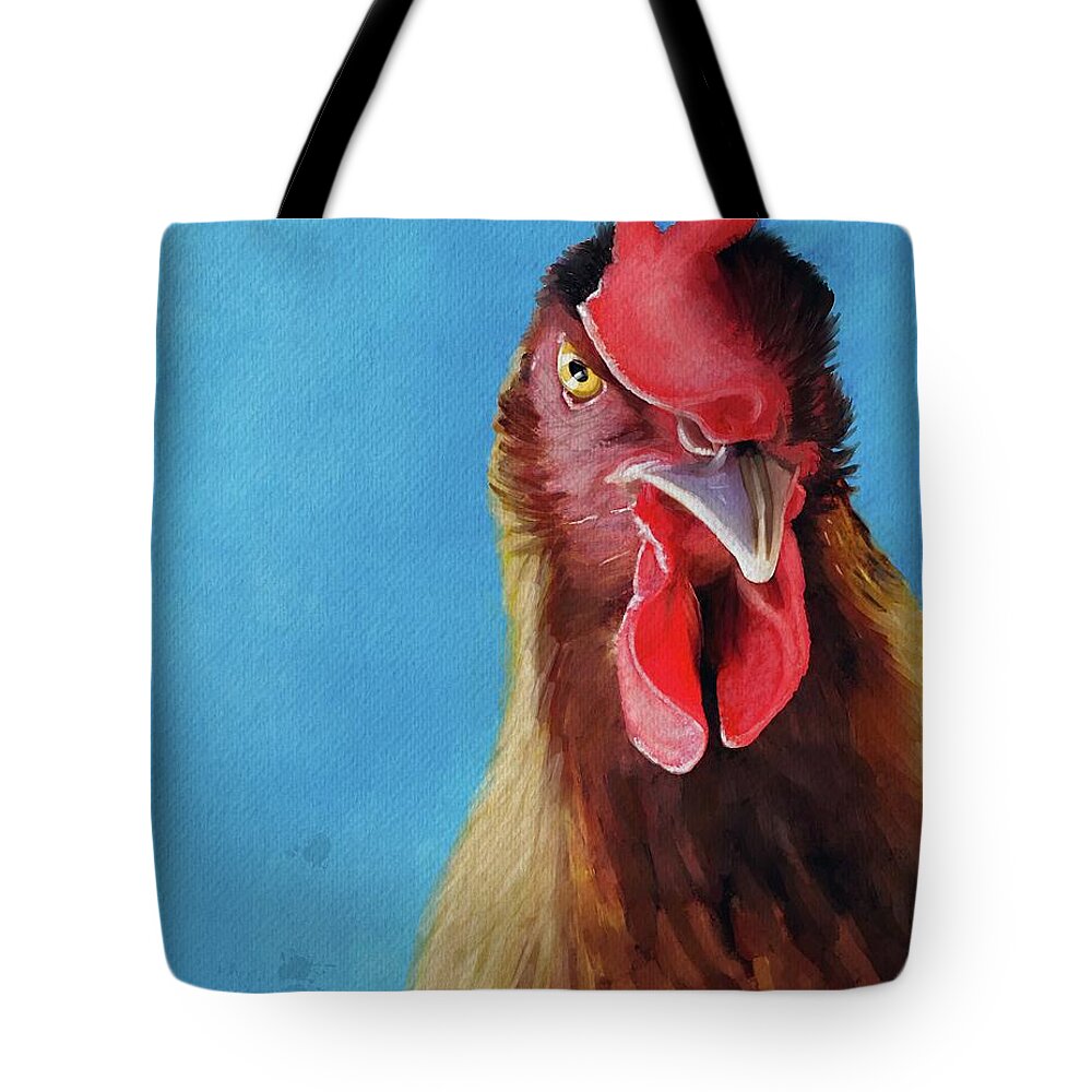 Rooster Tote Bag featuring the painting Stink Eye by Tammy Lee Bradley