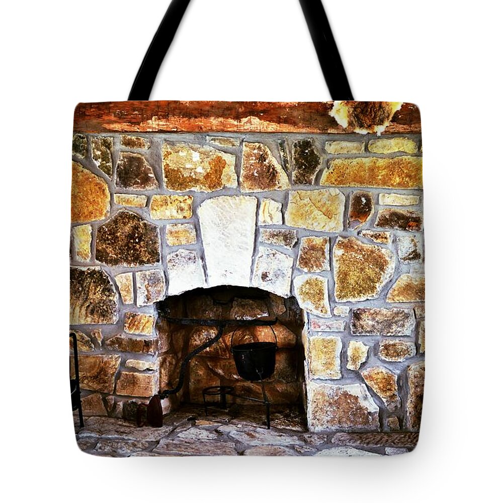 Fireplace Tote Bag featuring the photograph Heart of the Home by Stacie Siemsen