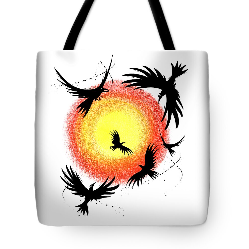 Crows Tote Bag featuring the mixed media Stone the Crows by Andrew Hitchen