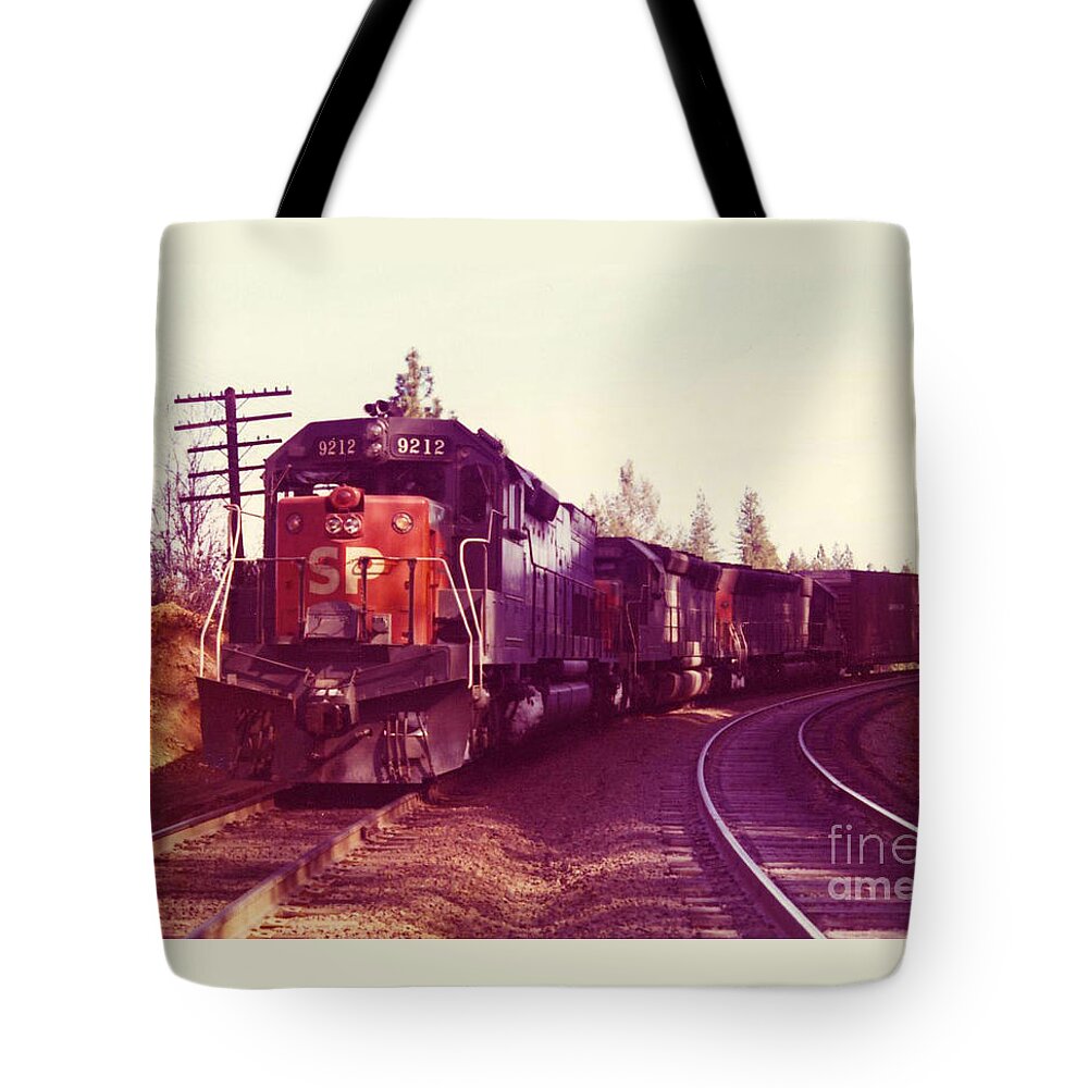 Train Tote Bag featuring the photograph VINTAGE RAILROAD - Stopped for a Track Gang red flag by John and Sheri Cockrell