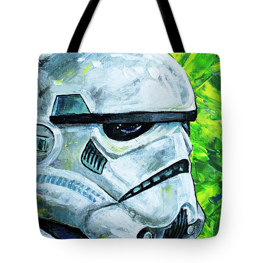 Star Wars Tote Bag featuring the painting Storm Trooper by Aaron Spong