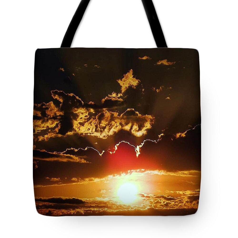Sunset Tote Bag featuring the photograph Storms a'brewin by Judy Stepanian