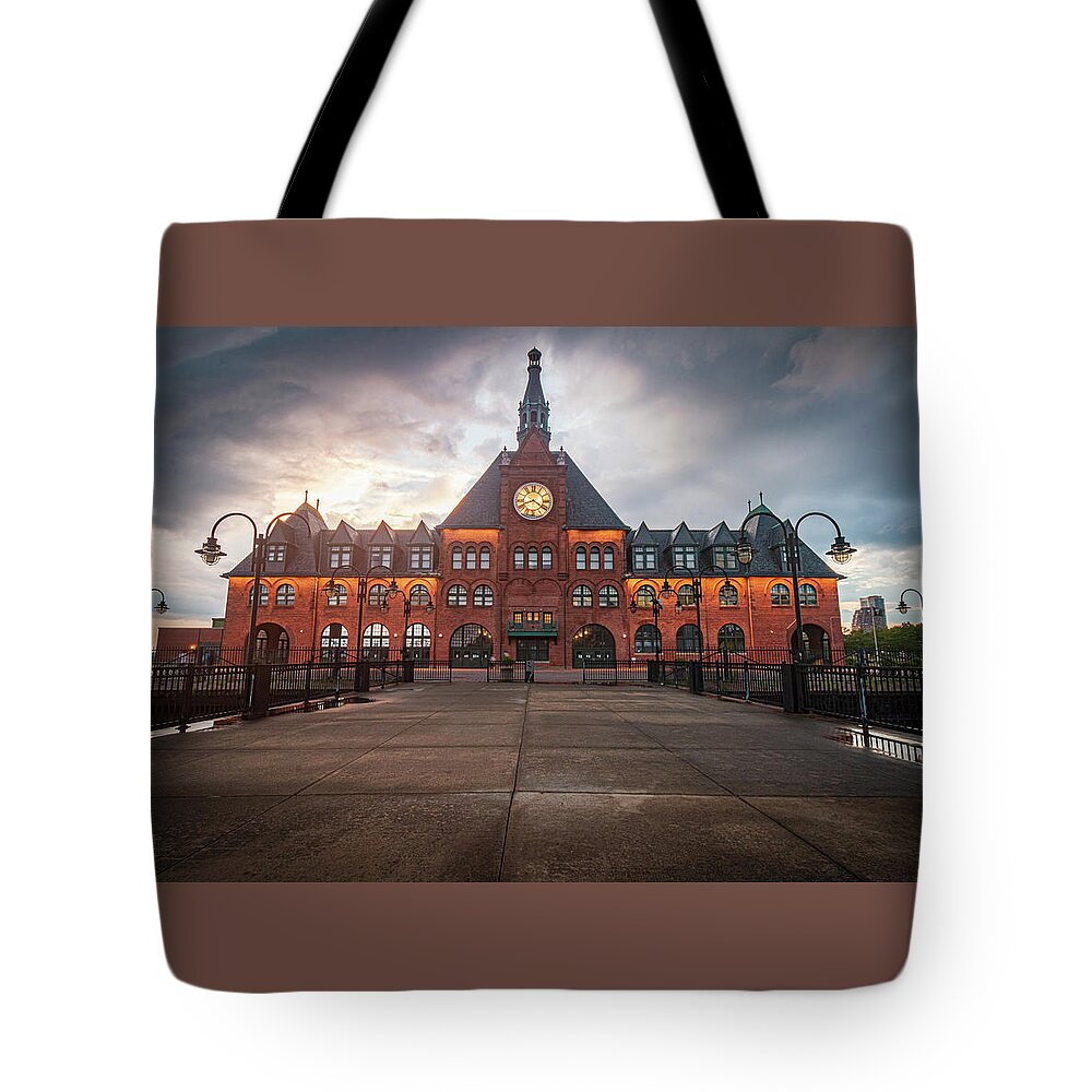 Central New Jersey Railroad Terminal Tote Bag featuring the photograph Storms Over Central New Jersey Railroad Terminal by Kristia Adams