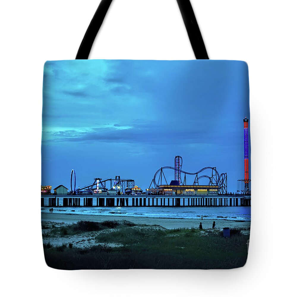 Stormy Tote Bag featuring the photograph Stormy Evening at The Pleasure Pier by Diana Mary Sharpton