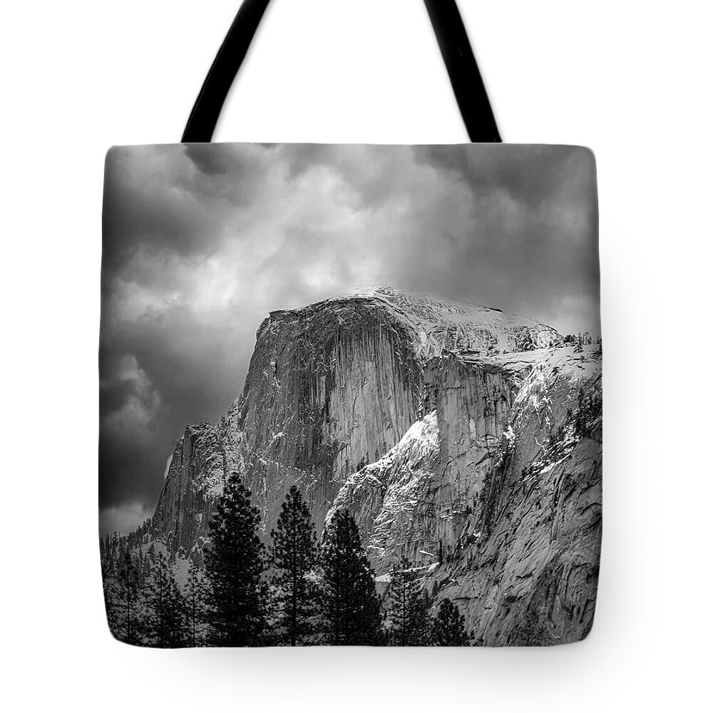 Landscape Tote Bag featuring the photograph Stormy Half Dome by Romeo Victor