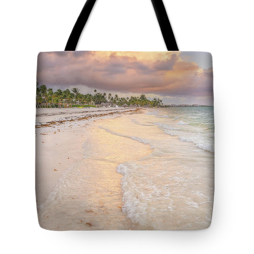 Dominican Republic Tote Bag featuring the photograph Stormy Playa Sunrise by Darren White