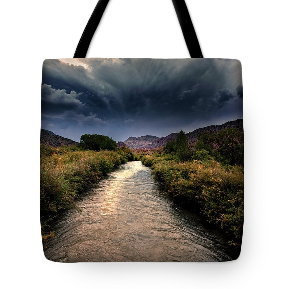 American West Tote Bag featuring the photograph Stormy River by Mark Gomez