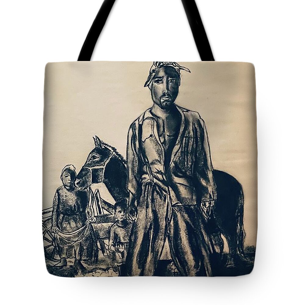  Tote Bag featuring the drawing Stormy weather by Angie ONeal