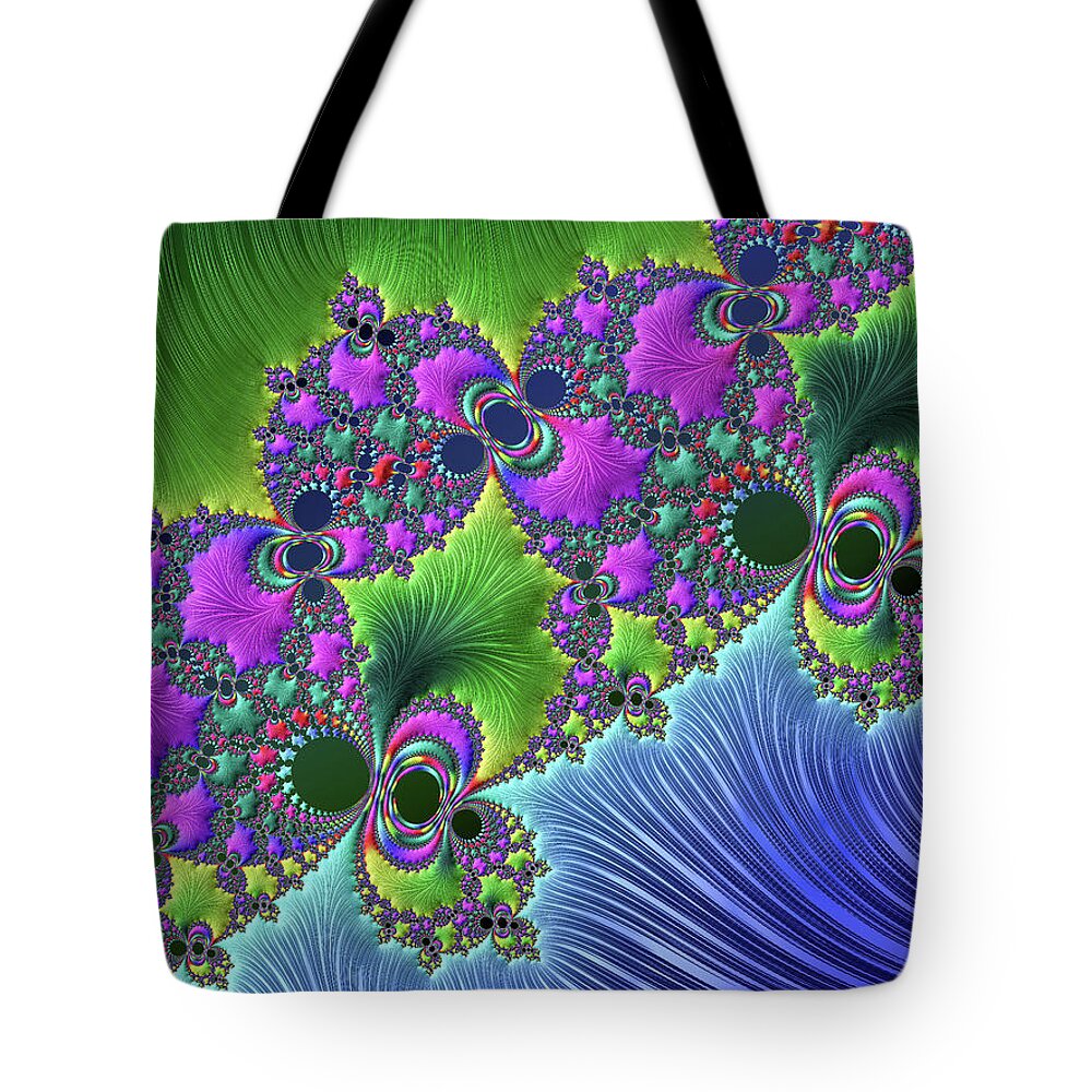 Abstract Tote Bag featuring the digital art Strait of Vibrance by Manpreet Sokhi