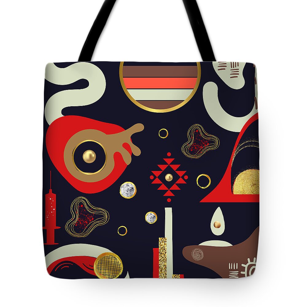 Contemporary Tote Bag featuring the mixed media Strange Temple Medicine by Canessa Thomas