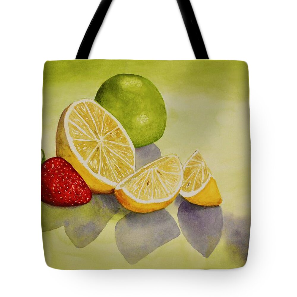 Kim Mcclinton Tote Bag featuring the painting Strawberry Lemonade by Kim McClinton