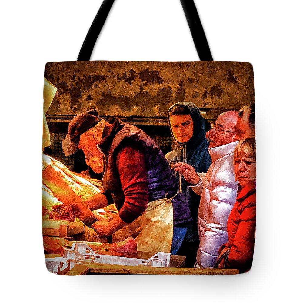 Catania Tote Bag featuring the photograph Street Butcher in Catania, Sicily by Monroe Payne