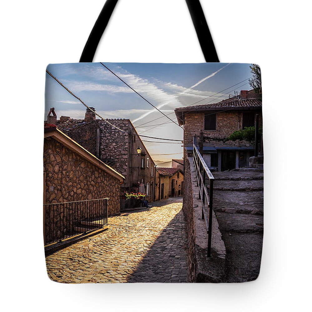 Pereto Tote Bag featuring the photograph Street of Pereto by Fabiano Di Paolo