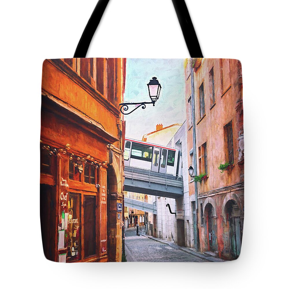 Lyon Tote Bag featuring the photograph Street Scenes of Vieux Lyon France by Carol Japp