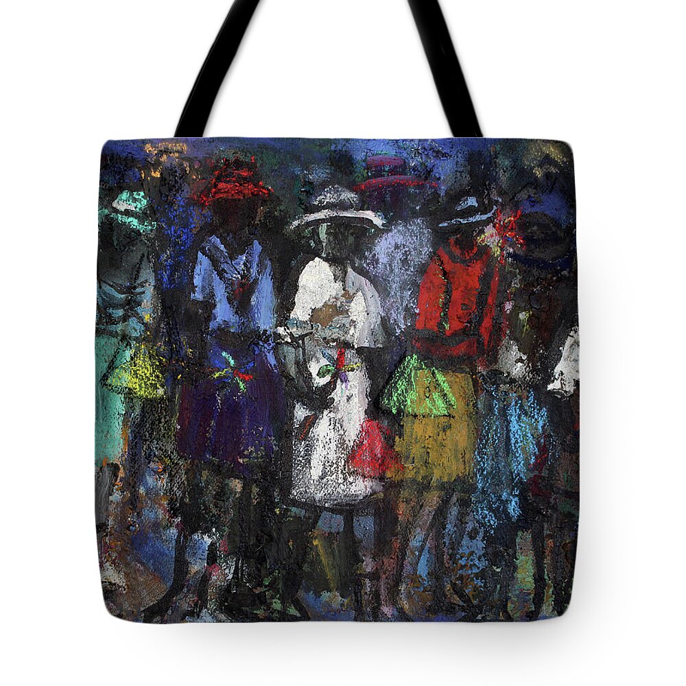 Soweto Tote Bag featuring the painting Street Talk by Joe Maseko