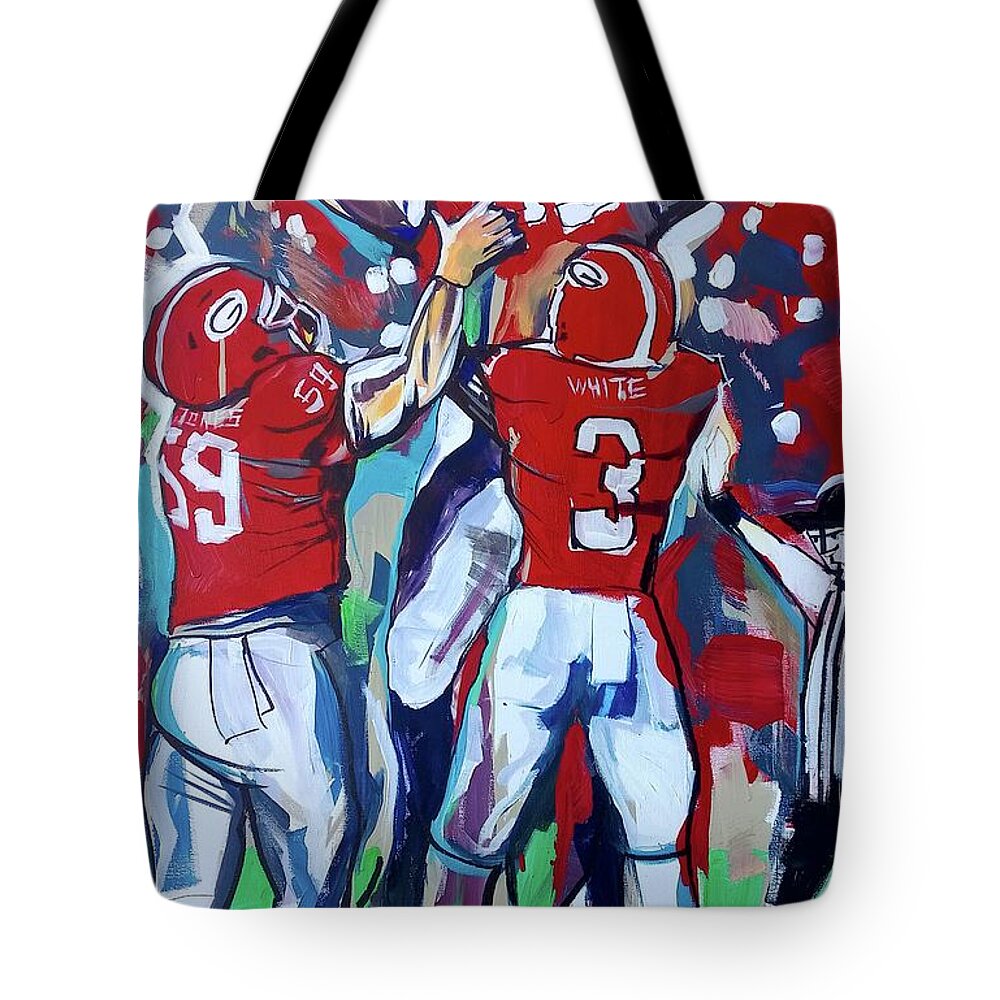 Strong Victory Tote Bag featuring the painting Strong VIctory by John Gholson